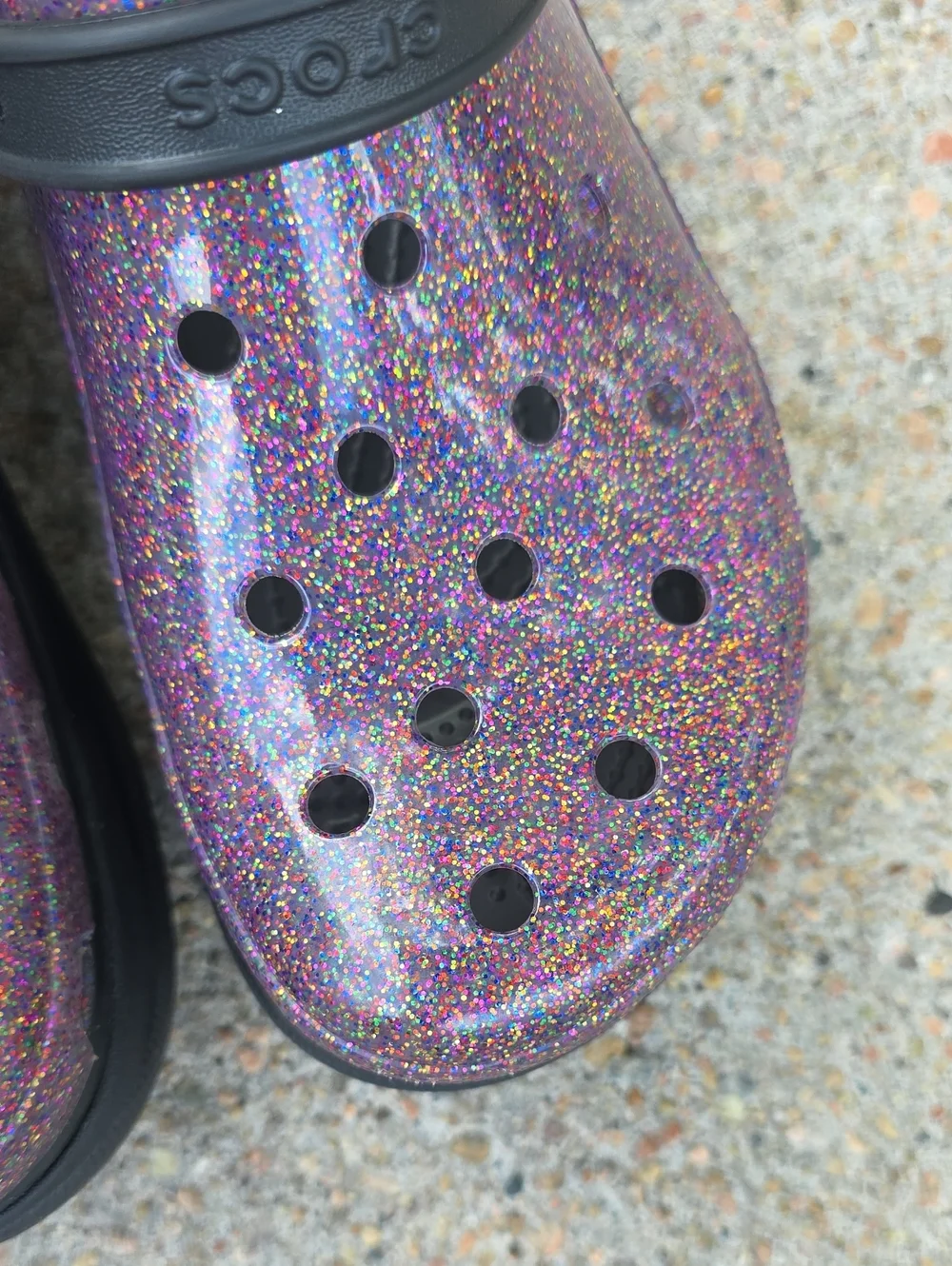 Crocs Classic Bae Chunky Platform Multi Glitter Translucent Clogs Pride Edition